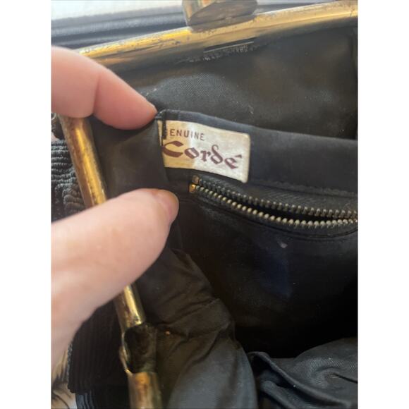 Unique Vintage CORSE Black Textured Woven Lady`s Bag Handbag - Picture 8 of 8